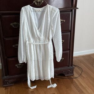 Peach Love California White Long Sleeve Dress